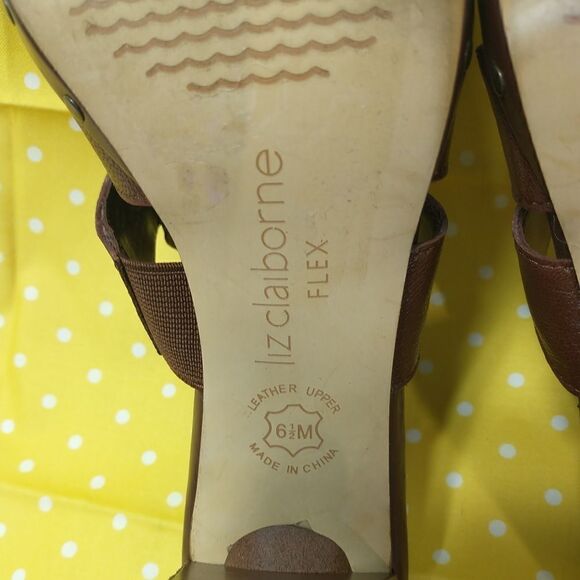 Stylish  Liz Clairborne Flex Brown "Carla" Leather Slides  Size 6.5M - Picture 8 of 9